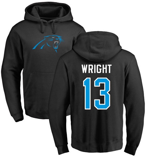 Carolina Panthers Men Black Jarius Wright Name and Number Logo NFL Football #13 Pullover Hoodie Sweatshirts